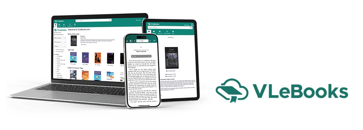 a decorative promotional image for VLeBooks
