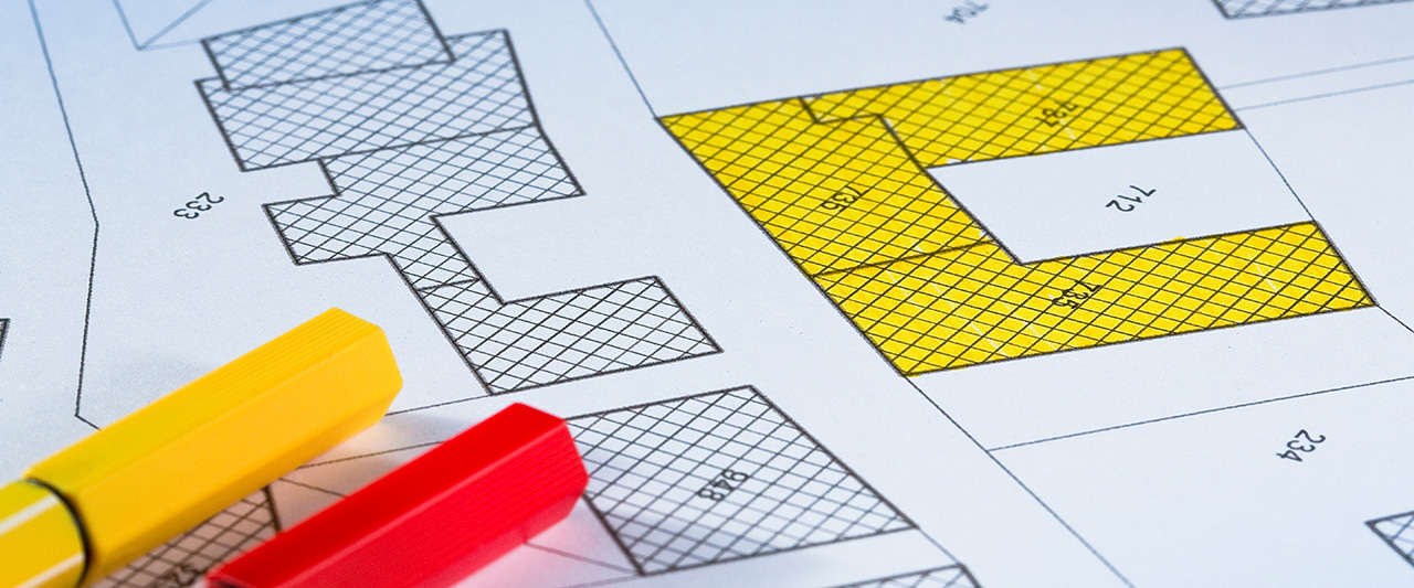 A map showing the boundary of a property marked out in highlighter